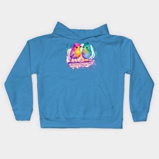 Funny Pair of Colorful Birds Kids Hoodie